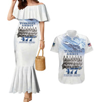 Tuskegee Airmen 477th Fighter Group Couples Matching Mermaid Dress and Hawaiian Shirt Blue Sky Heritage - Wonder Print Shop