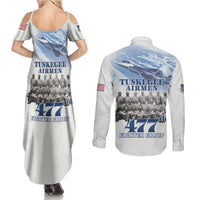 Tuskegee Airmen 477th Fighter Group Couples Matching Summer Maxi Dress and Long Sleeve Button Shirt Blue Sky Heritage - Wonder Print Shop