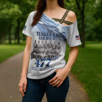 Tuskegee Airmen 477th Fighter Group Cross Shoulder Shirt Blue Sky Heritage - Wonder Print Shop