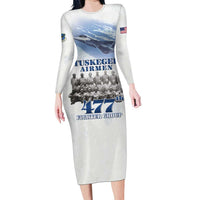 Tuskegee Airmen 477th Fighter Group Family Matching Long Sleeve Bodycon Dress and Hawaiian Shirt Blue Sky Heritage - Wonder Print Shop
