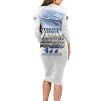 Tuskegee Airmen 477th Fighter Group Family Matching Long Sleeve Bodycon Dress and Hawaiian Shirt Blue Sky Heritage - Wonder Print Shop