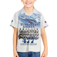 Tuskegee Airmen 477th Fighter Group Family Matching Long Sleeve Bodycon Dress and Hawaiian Shirt Blue Sky Heritage - Wonder Print Shop