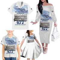 Tuskegee Airmen 477th Fighter Group Family Matching Off The Shoulder Long Sleeve Dress and Hawaiian Shirt Blue Sky Heritage - Wonder Print Shop