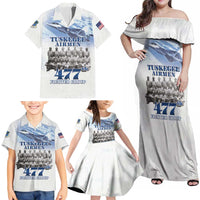 Tuskegee Airmen 477th Fighter Group Family Matching Off Shoulder Maxi Dress and Hawaiian Shirt Blue Sky Heritage - Wonder Print Shop