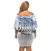 Tuskegee Airmen 477th Fighter Group Family Matching Off Shoulder Short Dress and Hawaiian Shirt Blue Sky Heritage - Wonder Print Shop