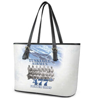 Tuskegee Airmen 477th Fighter Group Leather Tote Bag Blue Sky Heritage - Wonder Print Shop