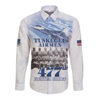 Tuskegee Airmen 477th Fighter Group Long Sleeve Button Shirt Blue Sky Heritage - Wonder Print Shop