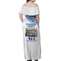Tuskegee Airmen 477th Fighter Group Off Shoulder Maxi Dress Blue Sky Heritage - Wonder Print Shop