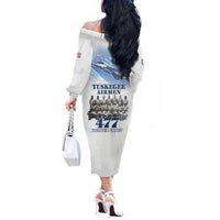 Tuskegee Airmen 477th Fighter Group Off The Shoulder Long Sleeve Dress Blue Sky Heritage - Wonder Print Shop