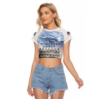 Tuskegee Airmen 477th Fighter Group Raglan Cropped T Shirt Blue Sky Heritage - Wonder Print Shop