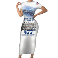 Tuskegee Airmen 477th Fighter Group Short Sleeve Bodycon Dress Blue Sky Heritage - Wonder Print Shop