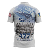 Tuskegee Airmen 477th Fighter Group Zipper Polo Shirt Blue Sky Heritage - Wonder Print Shop