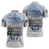 Tuskegee Airmen 477th Fighter Group Zipper Polo Shirt Blue Sky Heritage - Wonder Print Shop