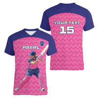 Custom South Africa Paarl Cricket Women V-Neck T-Shirt We Are Champions - Wonder Print Shop