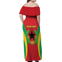 Personalised Cape Verde Off Shoulder Maxi Dress National Flag Of Cape Verde 1975-1992 - Wonder Print Shop