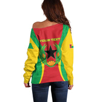 Personalised Cape Verde Off Shoulder Sweater National Flag Of Cape Verde 1975-1992 - Wonder Print Shop