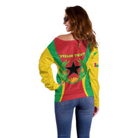 Personalised Cape Verde Off Shoulder Sweater National Flag Of Cape Verde 1975-1992 - Wonder Print Shop