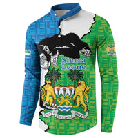 Personalised Sierra Leone Button Sweatshirt Chimpanzee With Coat Of Arms - Wonder Print Shop