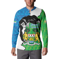 Personalised Sierra Leone Button Sweatshirt Chimpanzee With Coat Of Arms - Wonder Print Shop
