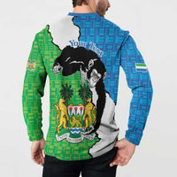 Personalised Sierra Leone Button Sweatshirt Chimpanzee With Coat Of Arms - Wonder Print Shop