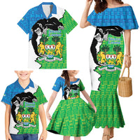 Personalised Sierra Leone Family Matching Mermaid Dress and Hawaiian Shirt Chimpanzee With Coat Of Arms - Wonder Print Shop