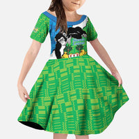 Personalised Sierra Leone Family Matching Off Shoulder Maxi Dress and Hawaiian Shirt Chimpanzee With Coat Of Arms - Wonder Print Shop