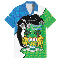 Personalised Sierra Leone Family Matching Off Shoulder Short Dress and Hawaiian Shirt Chimpanzee With Coat Of Arms - Wonder Print Shop