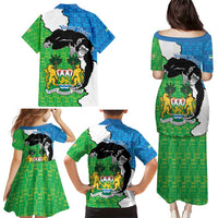 Personalised Sierra Leone Family Matching Puletasi and Hawaiian Shirt Chimpanzee With Coat Of Arms - Wonder Print Shop