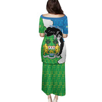 Personalised Sierra Leone Family Matching Puletasi and Hawaiian Shirt Chimpanzee With Coat Of Arms - Wonder Print Shop