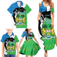 Personalised Sierra Leone Family Matching Summer Maxi Dress and Hawaiian Shirt Chimpanzee With Coat Of Arms - Wonder Print Shop