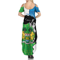 Personalised Sierra Leone Family Matching Summer Maxi Dress and Hawaiian Shirt Chimpanzee With Coat Of Arms - Wonder Print Shop