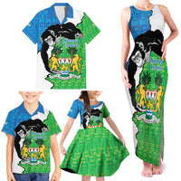 Personalised Sierra Leone Family Matching Tank Maxi Dress and Hawaiian Shirt Chimpanzee With Coat Of Arms - Wonder Print Shop