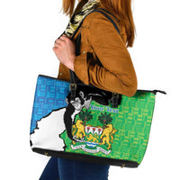 Personalised Sierra Leone Leather Tote Bag Chimpanzee With Coat Of Arms - Wonder Print Shop