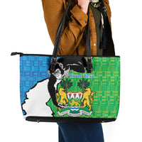 Personalised Sierra Leone Leather Tote Bag Chimpanzee With Coat Of Arms - Wonder Print Shop