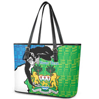 Personalised Sierra Leone Leather Tote Bag Chimpanzee With Coat Of Arms - Wonder Print Shop