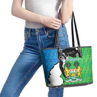 Personalised Sierra Leone Leather Tote Bag Chimpanzee With Coat Of Arms - Wonder Print Shop