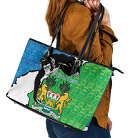 Personalised Sierra Leone Leather Tote Bag Chimpanzee With Coat Of Arms - Wonder Print Shop