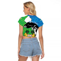 Personalised Sierra Leone Raglan Cropped T Shirt Chimpanzee With Coat Of Arms - Wonder Print Shop