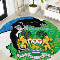 Personalised Sierra Leone Round Carpet Chimpanzee With Coat Of Arms