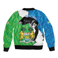 Personalised Sierra Leone Sleeve Zip Bomber Jacket Chimpanzee With Coat Of Arms - Wonder Print Shop