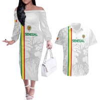 Custom Senegal Football Couples Matching Off The Shoulder Long Sleeve Dress and Hawaiian Shirt Road To Champions