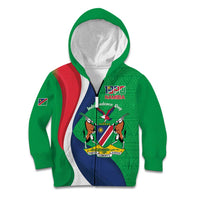 Personalised Namibia Independence Day Kid Hoodie Coat Of Arms With African Pattern