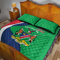 Personalised Namibia Independence Day Quilt Bed Set Coat Of Arms With African Pattern