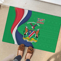 Personalised Namibia Independence Day Rubber Doormat Coat Of Arms With African Pattern