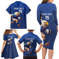 Namibia Rugby Custom Family Matching Long Sleeve Bodycon Dress and Hawaiian Shirt Go Welwitschias