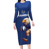 Namibia Rugby Custom Family Matching Long Sleeve Bodycon Dress and Hawaiian Shirt Go Welwitschias