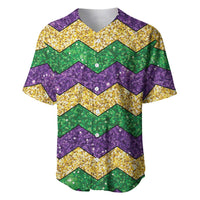 Mardi Gras Zigzag Sparkle Style Baseball Jersey