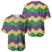 Mardi Gras Zigzag Sparkle Style Baseball Jersey