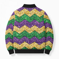 Mardi Gras Zigzag Sparkle Style Bomber Puffer Jacket