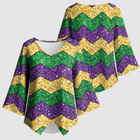 Mardi Gras Zigzag Sparkle Style Kimono Sleeve Blouse